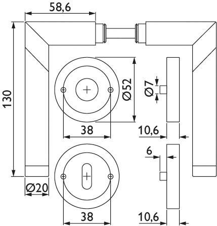 Hermat ZT - Drückergarnitur 1114 S SPACE-S *1114.S/2031.BB-65*