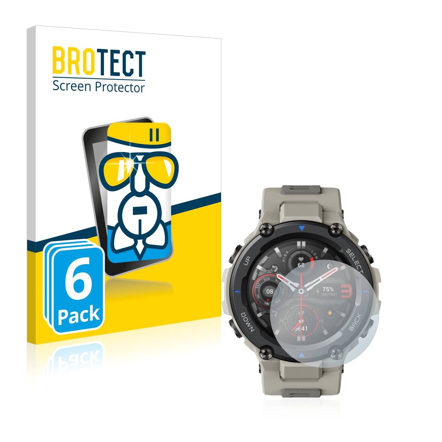 6x BROTECT AirGlass Schutzglas Folie für Huami Amazfit T-Rex