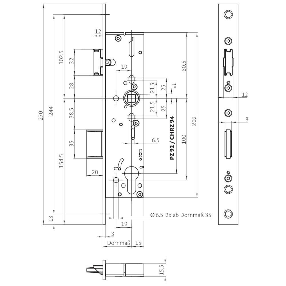 BKS RR Panikschloss Fkt. E, 1-flg., 24 ktg. Niro, 9/25/92, links/rechts