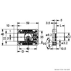 Junie Kastenschloss 2828 verstellbarer Zylinder vernickelt gleichschließend 104