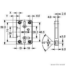 Junie Möbelkastenschloss 0772 vernickelt 35 mm Dorn