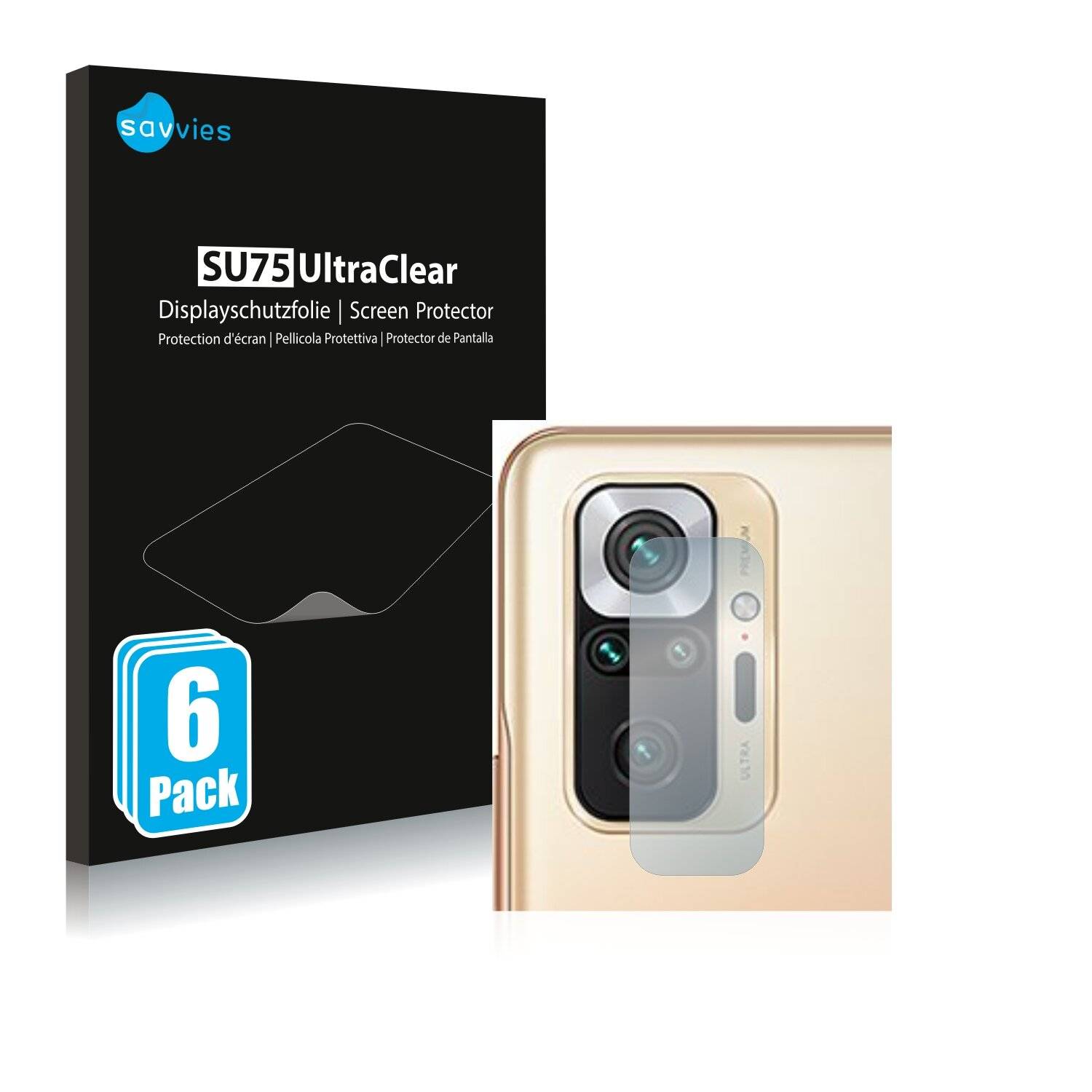 6x Savvies SU75 Displayschutzfolie für Xiaomi Redmi Note 10 Pro Max (NUR