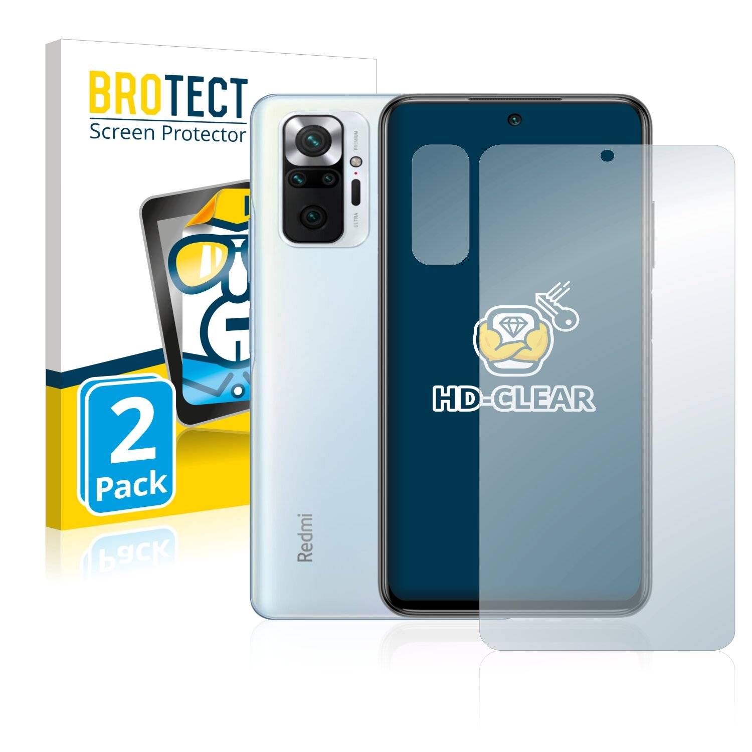 2x BROTECT HD-Clear Displayschutzfolie für Xiaomi Redmi Note 10 Pro (Vorderseite +