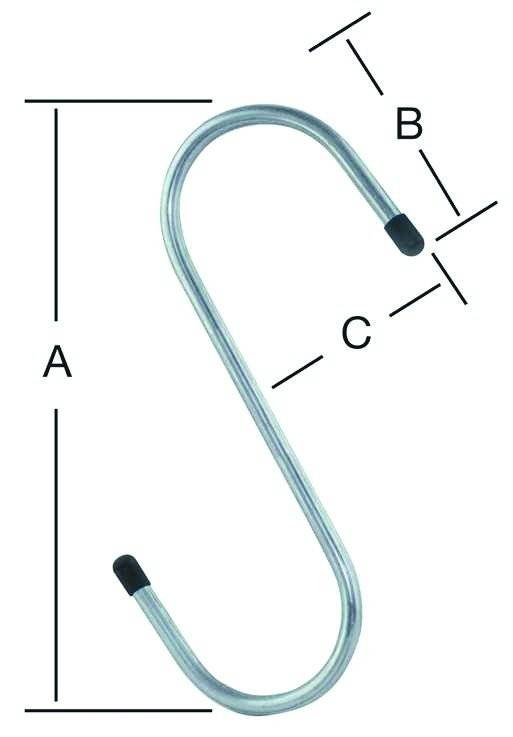 Ein gebogener Metallstab mit Abmessungen, die mit 