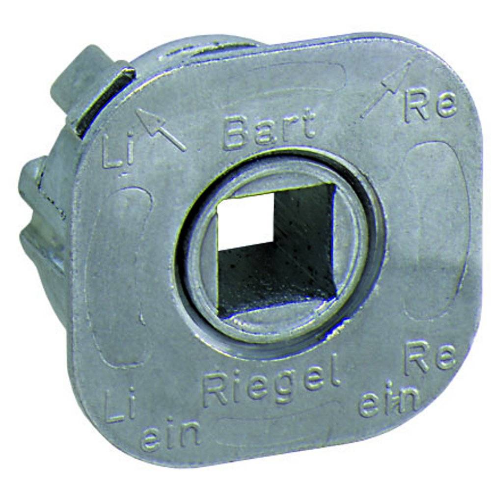 Metallverriegelungsnockenscheibe mit quadratischer Mitte, gekennzeichnet mit 