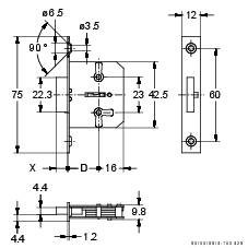 Junie Möbeleinsteckschloss 0668 zierlich 40 mm Dorn