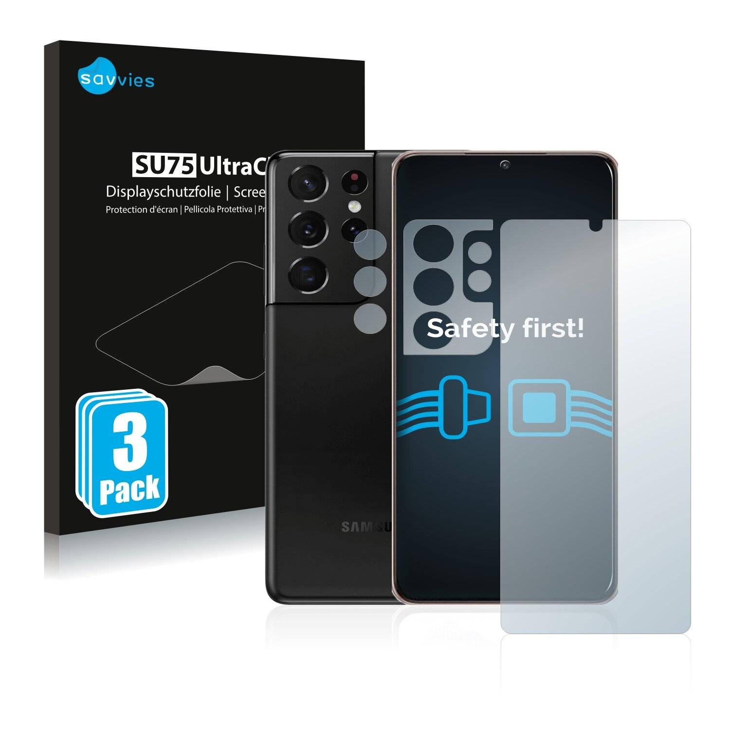 6x Savvies SU75 Displayschutzfolie für Samsung Galaxy S21 Ultra 5G (Vorderseite +