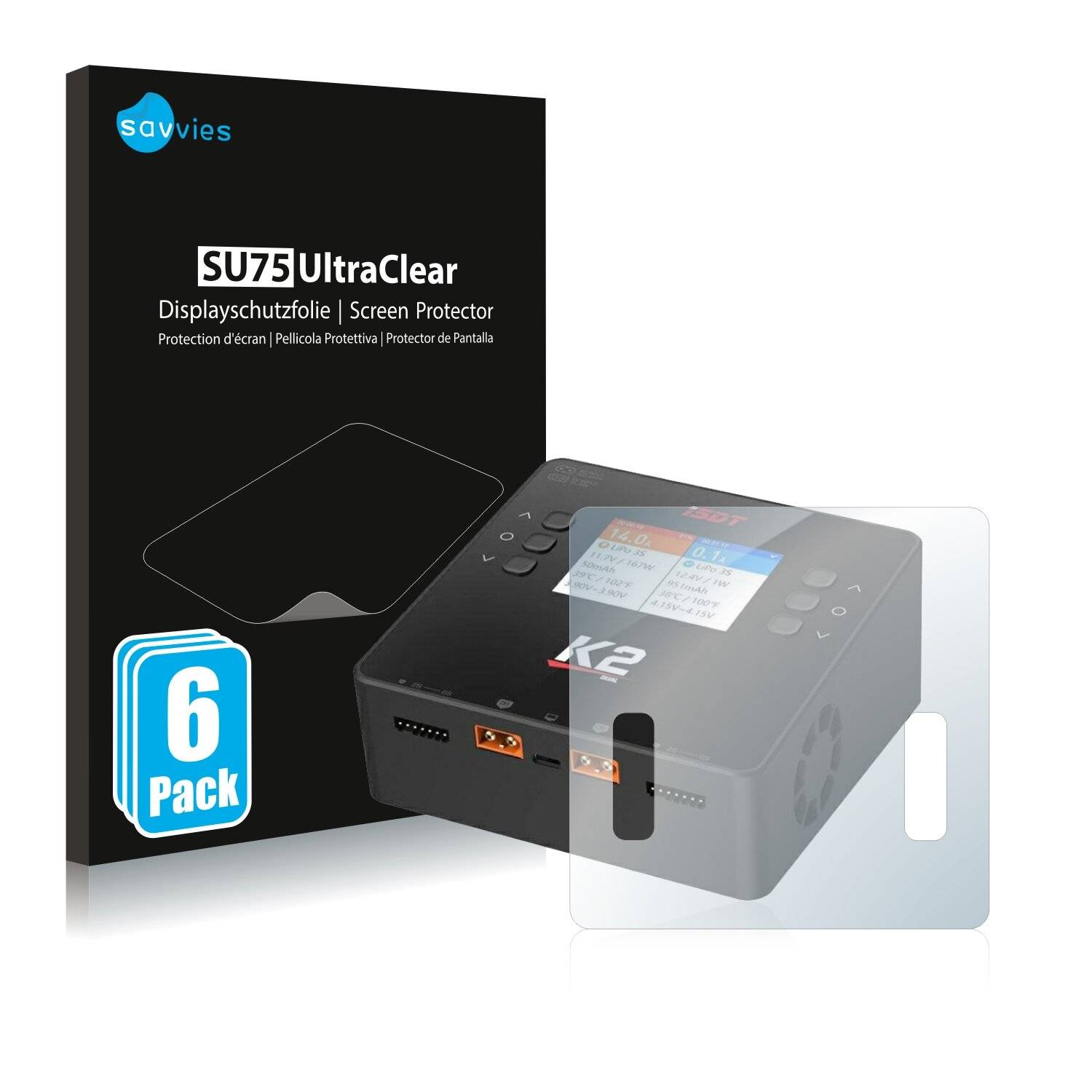 6x Savvies SU75 Displayschutzfolie für ISDT Smart Duo Charger