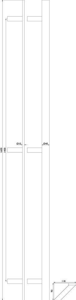 Hermat Stoßgriff 8022 SL gk / 40 x 10mm gerade *8022.GK/3STZ.90/1600/1400.SL-60*