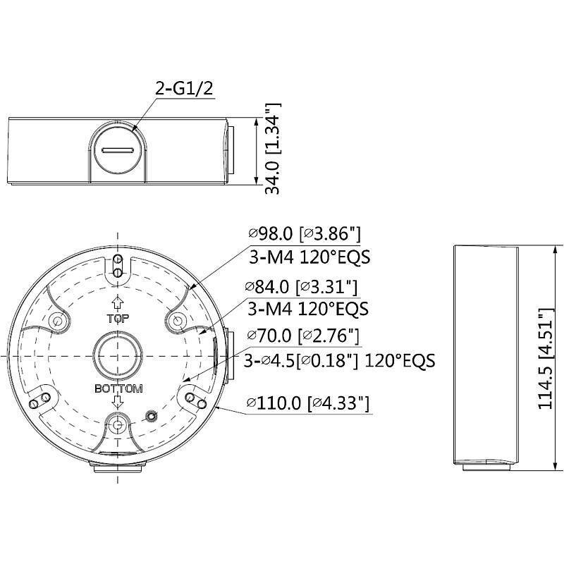 Dahua PFA136-B Halterung, schwarz, Halterung, Zubehörartikel, Anschlussdose | Anwendung: Videoüberwachung | Farbe: Schw