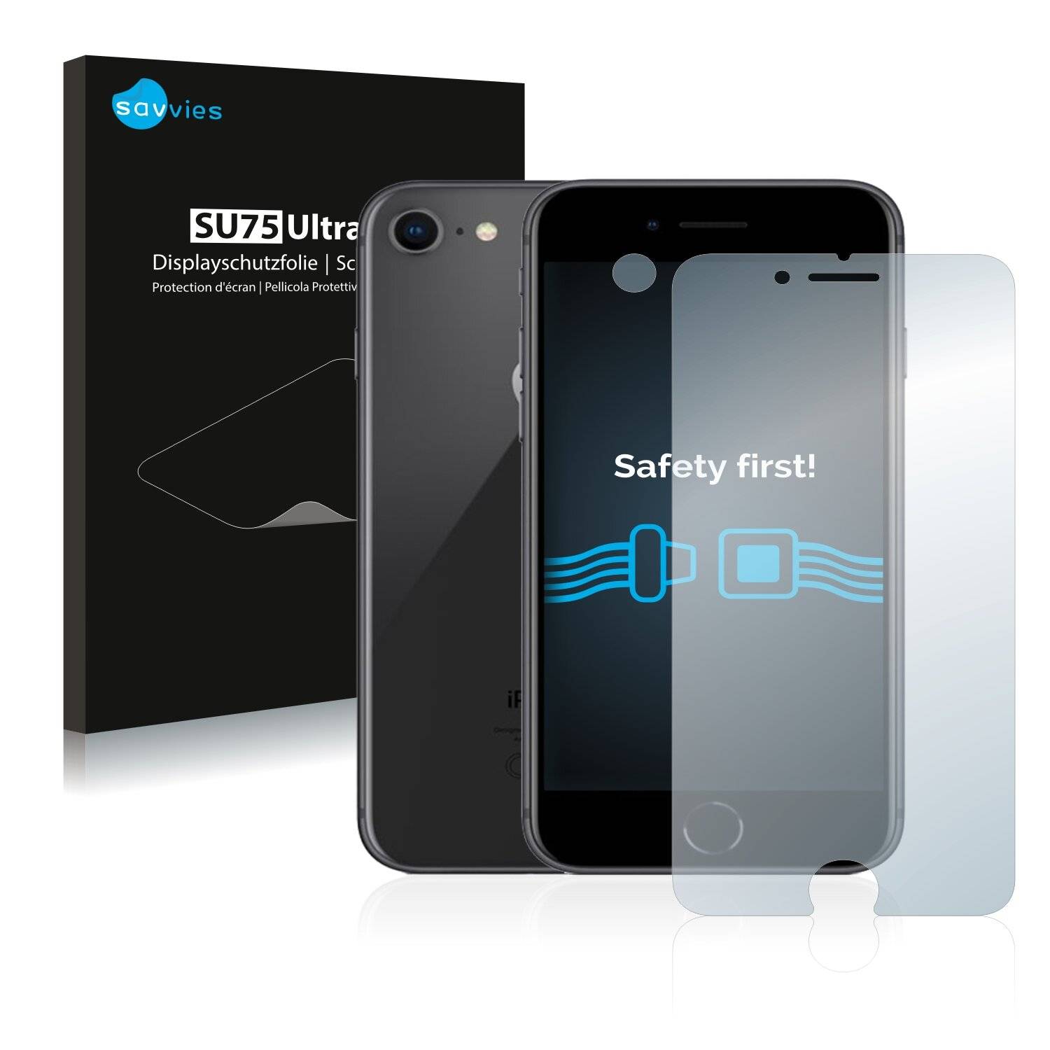18x Savvies SU75 Displayschutzfolie für Apple iPhone 8 (Vorderseite +