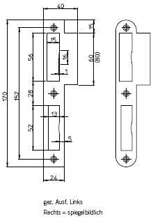 SSF Lappenschließblech abgerundet 170x24x60x40x2,0 mm silberfarbig links