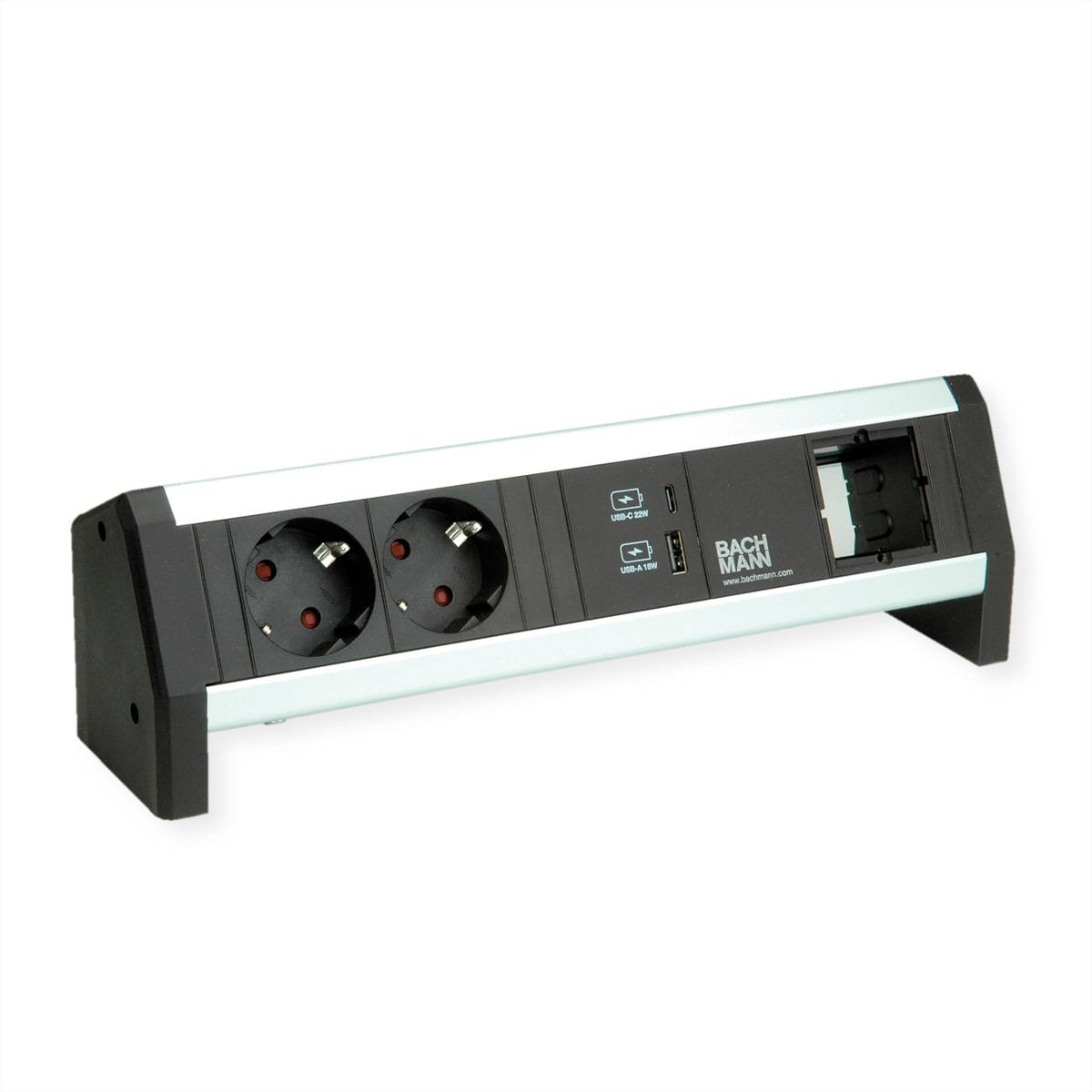 BACHMANN DESK 2xSchutzkontakt USB A&C, USB Charger 22W 1xABD GST18