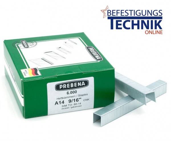 Prebena Klammern A14CNK A 80/14mm verzinkt für 1XR-A16 1GP-A16 KL-01 6M