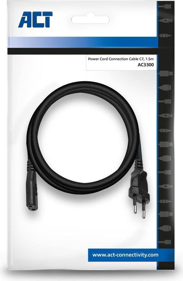 ACT AC3300 Stromkabel Schwarz 1,5 m CEE7/16 C7-Koppler (AC3300)
