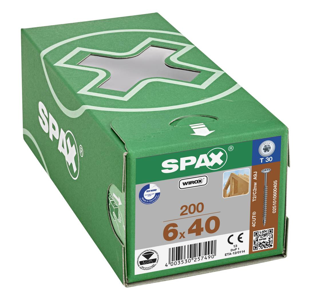 Spax Tellerkopf T-Star Plus T30 Vollgewinde Wirox 200 St 6x40