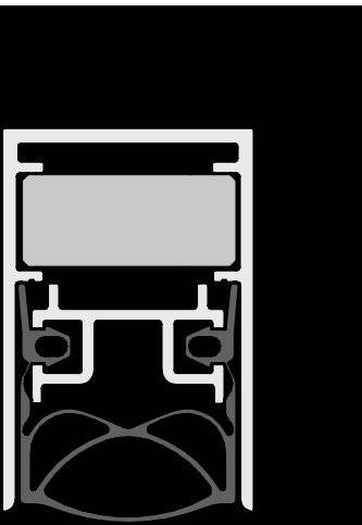 Querschnittsdiagramm eines rechteckigen Aluminiumprofils mit inneren Kammern und Struktur, das zur Strukturunterstützung verwendet wird.