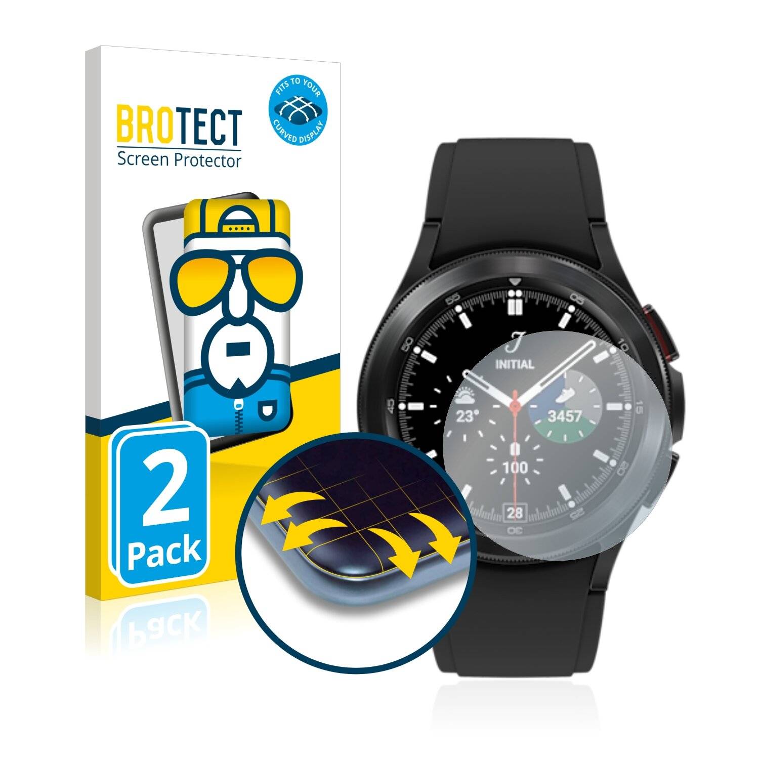 2x BROTECT Flex Full-Cover Displayschutzfolie für Samsung Galaxy Watch 4 Classic