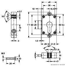 Junie Möbel-Riegelschloß 7407 PZ 7407/25 rechts/links verwendbar
