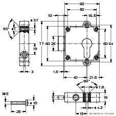 Junie Drehstangenschloß PZ 7403/40 rechts/links verwendbar