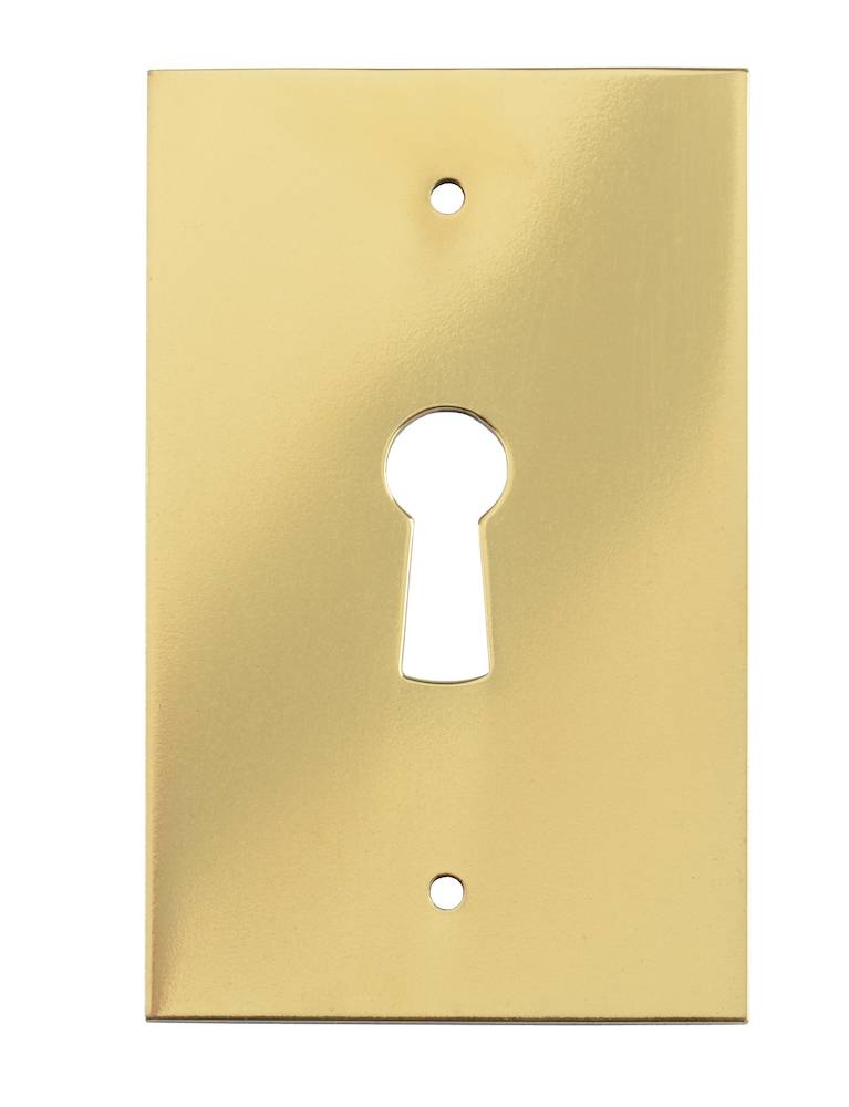 Junie Schlüsselschild 2107 eckig H:56mm B:34mm Messing poliert z.Aufschrau