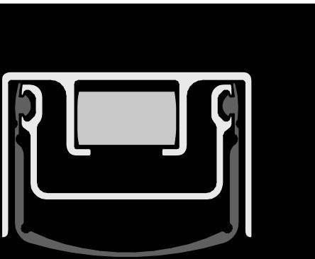 Querschnitt einer mechanischen Dichtung mit U-förmigem Gehäuse und zylindrischem Kern, das die Eindämmung von Flüssigkeit innerhalb der Struktur zeigt.
