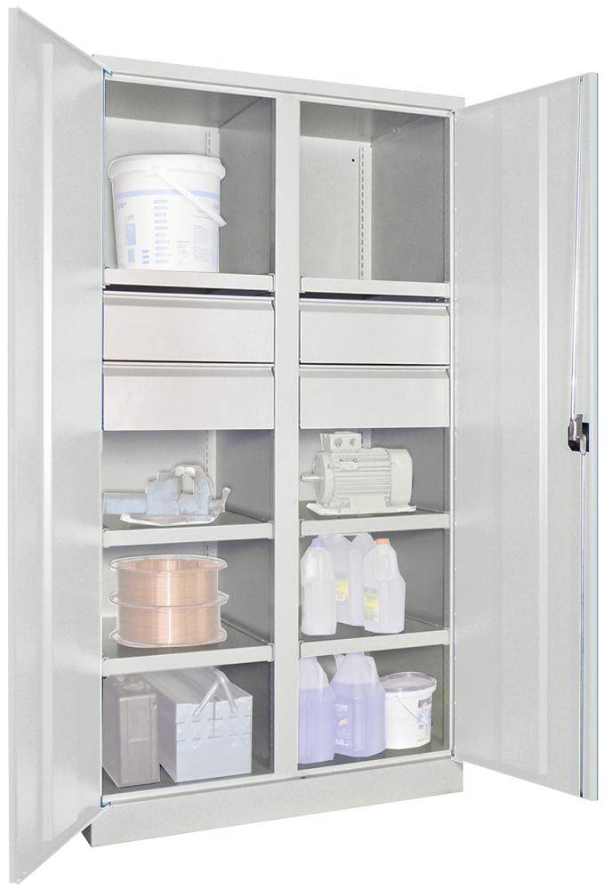 Schwerlastschrank m.TürenH1950xB1040xT630 mm 6 FB, SL 4 x FH 175 mm RAL 7035 Mittelwand - Artikel: 7830354356