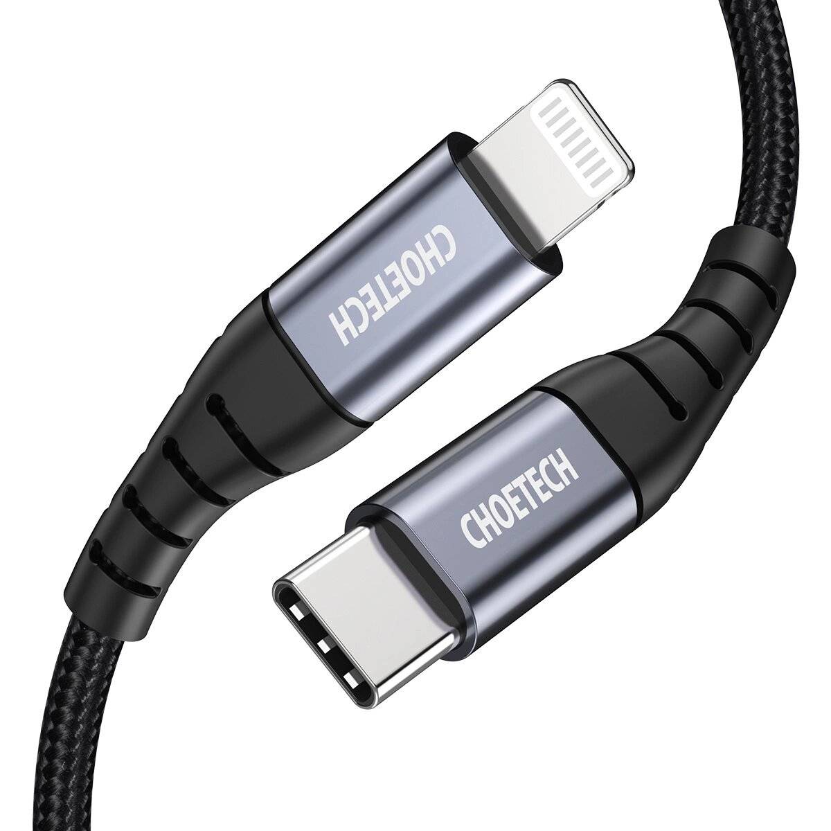 Choetech IP0039 USB-C/ Lightning MFi-Kabel, 1,2 m lang – Schwarz