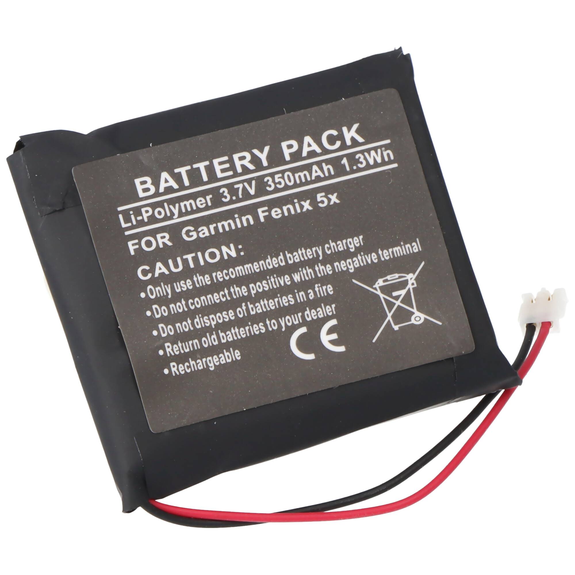 Akku passend für Garmin Fenix 5X, Li-Polymer, 3,7V, 350mAh, 1,3Wh