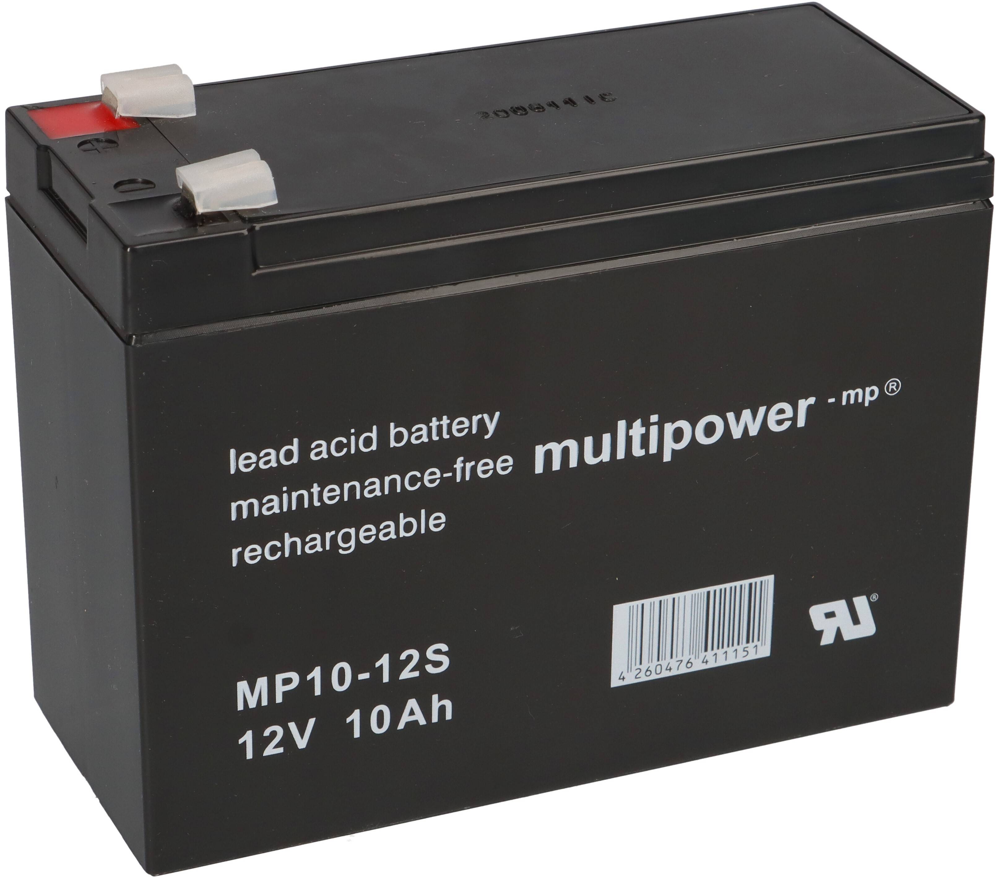 Multipower MP10-12S AGM Bleiakku 12V 10Ah – F4,8 mm