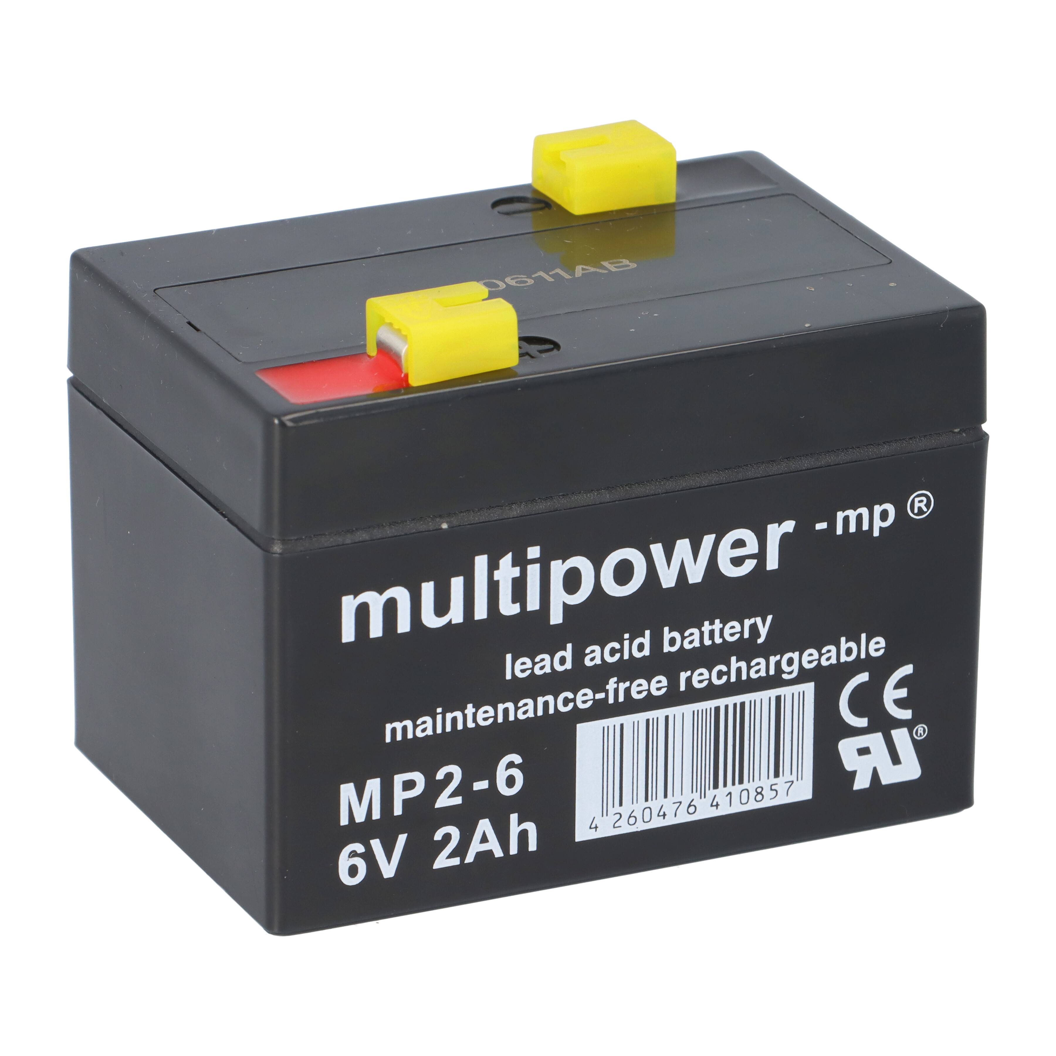 Multipower MP2-6 AGM Bleiakku 6V 2Ah – F4,8 mm