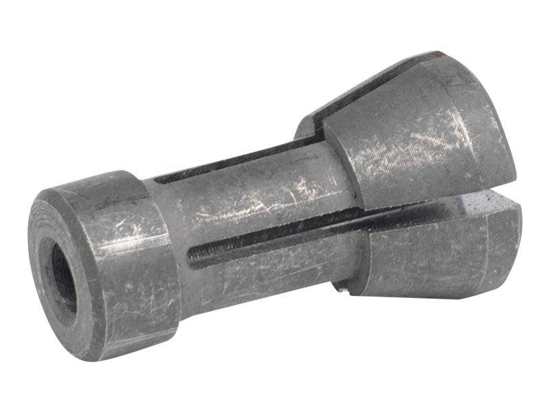 Metallener Spannzangenfutter mit konischen geschlitzten Backen und einer mittleren Bohrung, dargestellt auf weißem Hintergrund.
