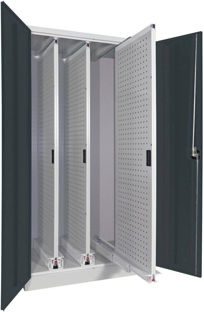 Vertikalauszugsschrank B1000xT600xH1950 mm 3 Wannen RAL 7035/7016 - Artikel: 7830947238