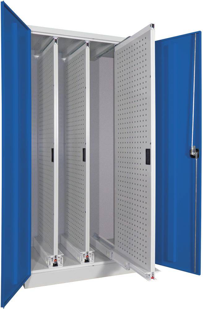 Vertikalauszugsschrank B1000xT600xH1950 mm 3 Wannen RAL 7035/5012 - Artikel: 7830947237