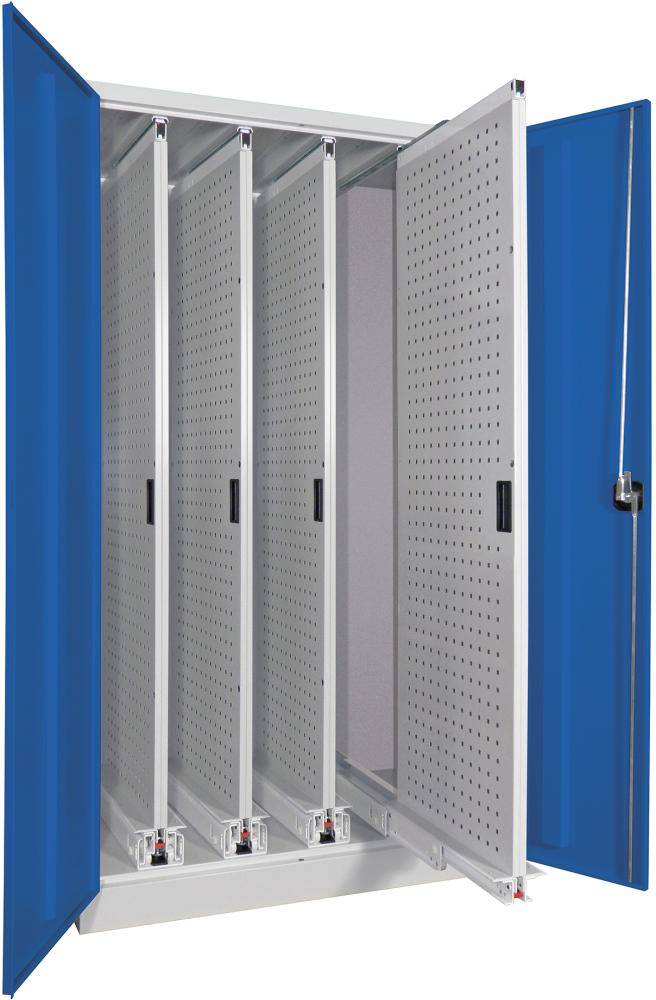 Vertikalauszugsschrank B1000xT600xH1950 mm 4 Wannen RAL 7035/5012 - Artikel: 7830947241