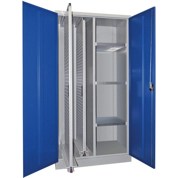 Vertikalauszugsschrank B1000xT600xH1950 mm 2 Wannen, 3 Böden RAL 7035/5012, Mittelwand - Artikel: 7830947245 Vertikalauszugsschrank B1000xT600xH1950 mm 2 Wannen, 3 Böden RAL 7035/5012, Mittelwand - Artikel: 7830947245