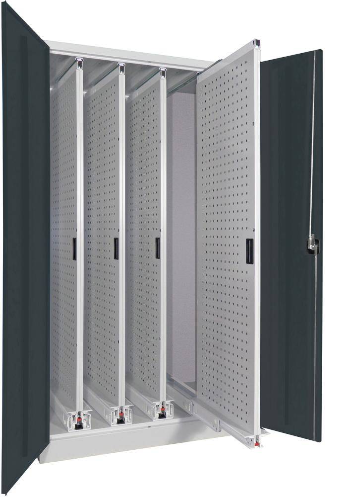 Vertikalauszugsschrank B1000xT600xH1950 mm 4 Wannen RAL 7035/7016 - Artikel: 7830947242