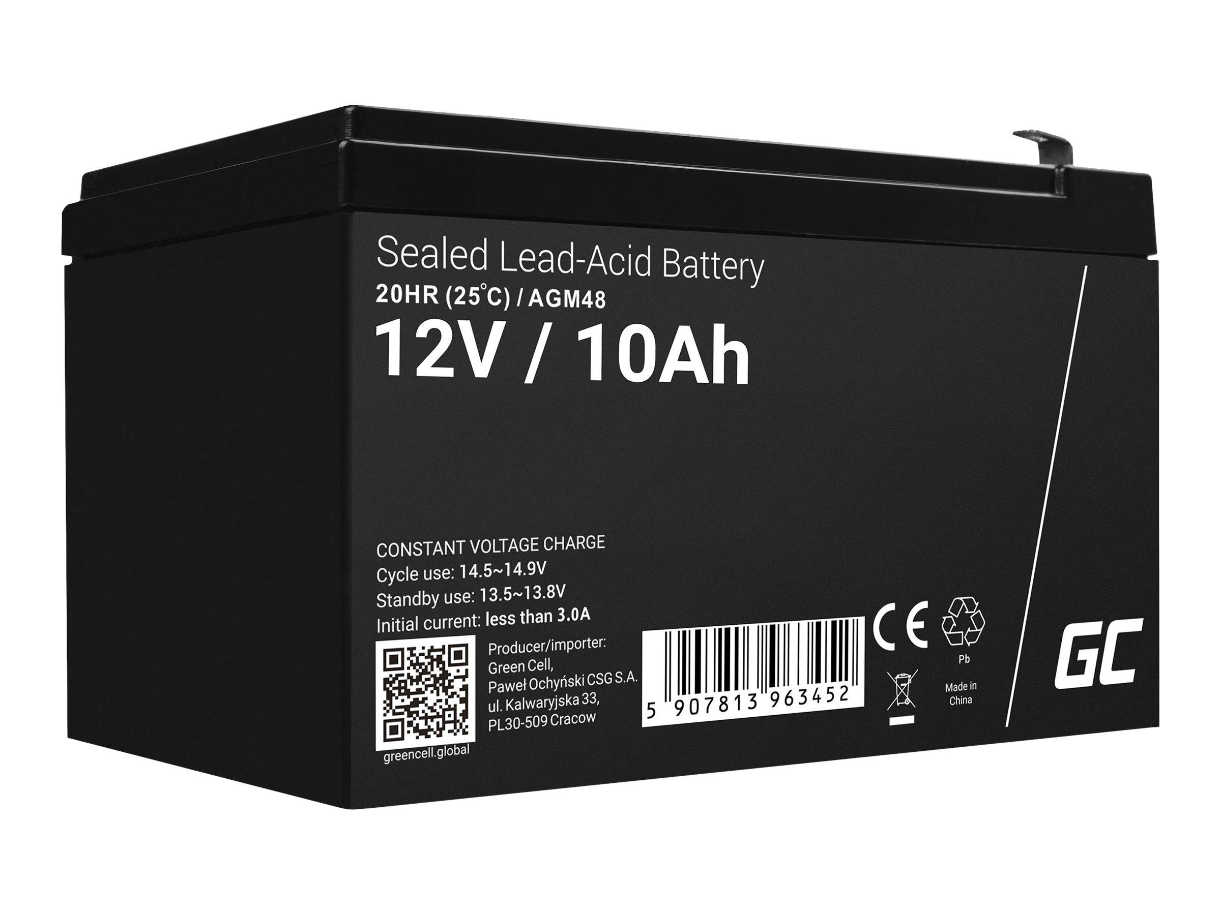 Green Cell - Batterie - Bleisäure - 10 Ah - Schwarz