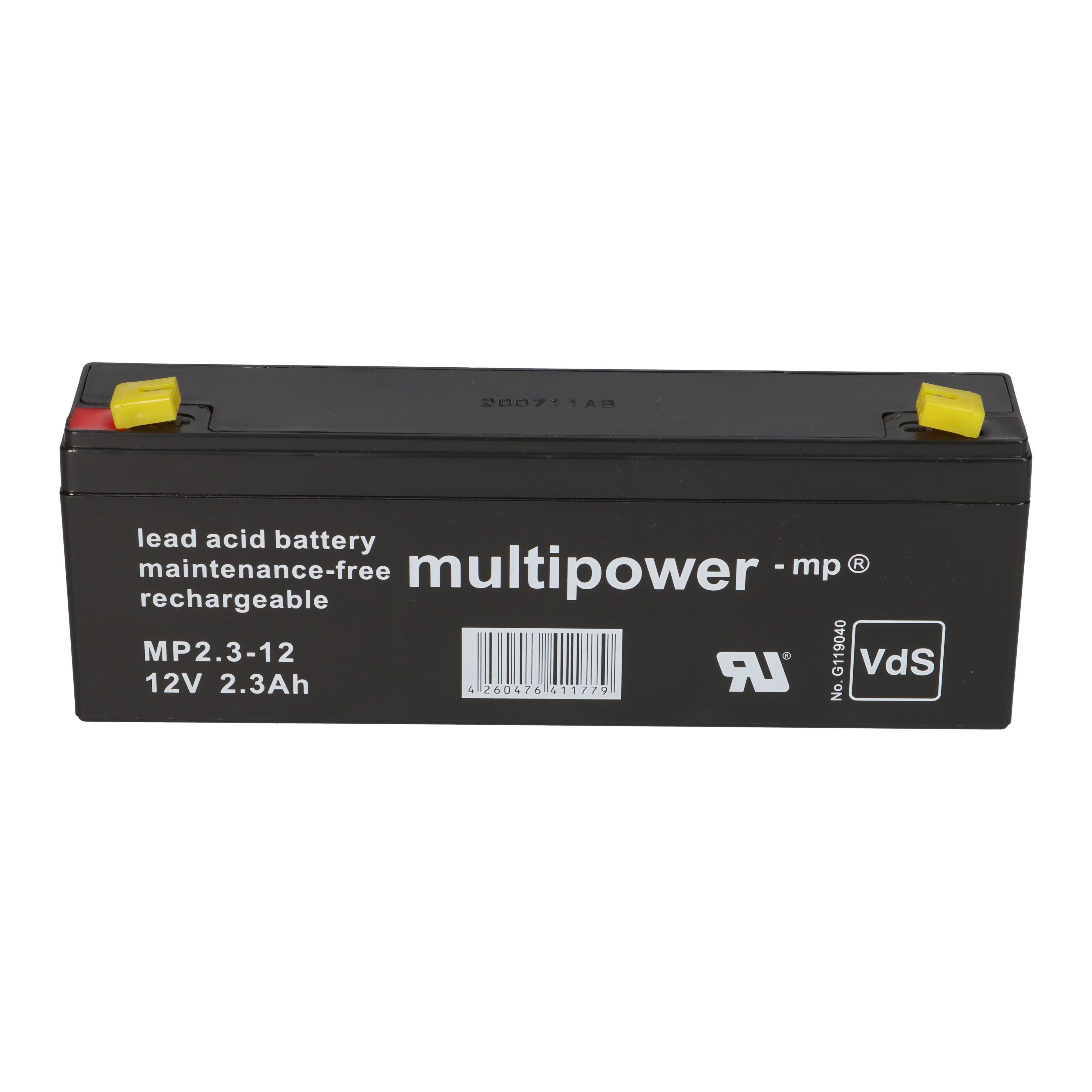 multipower MP2.2-12 – 12 V 2,3 Ah AGM Bleiakku (VRLA), VdS G107033, Faston 4,8 mm