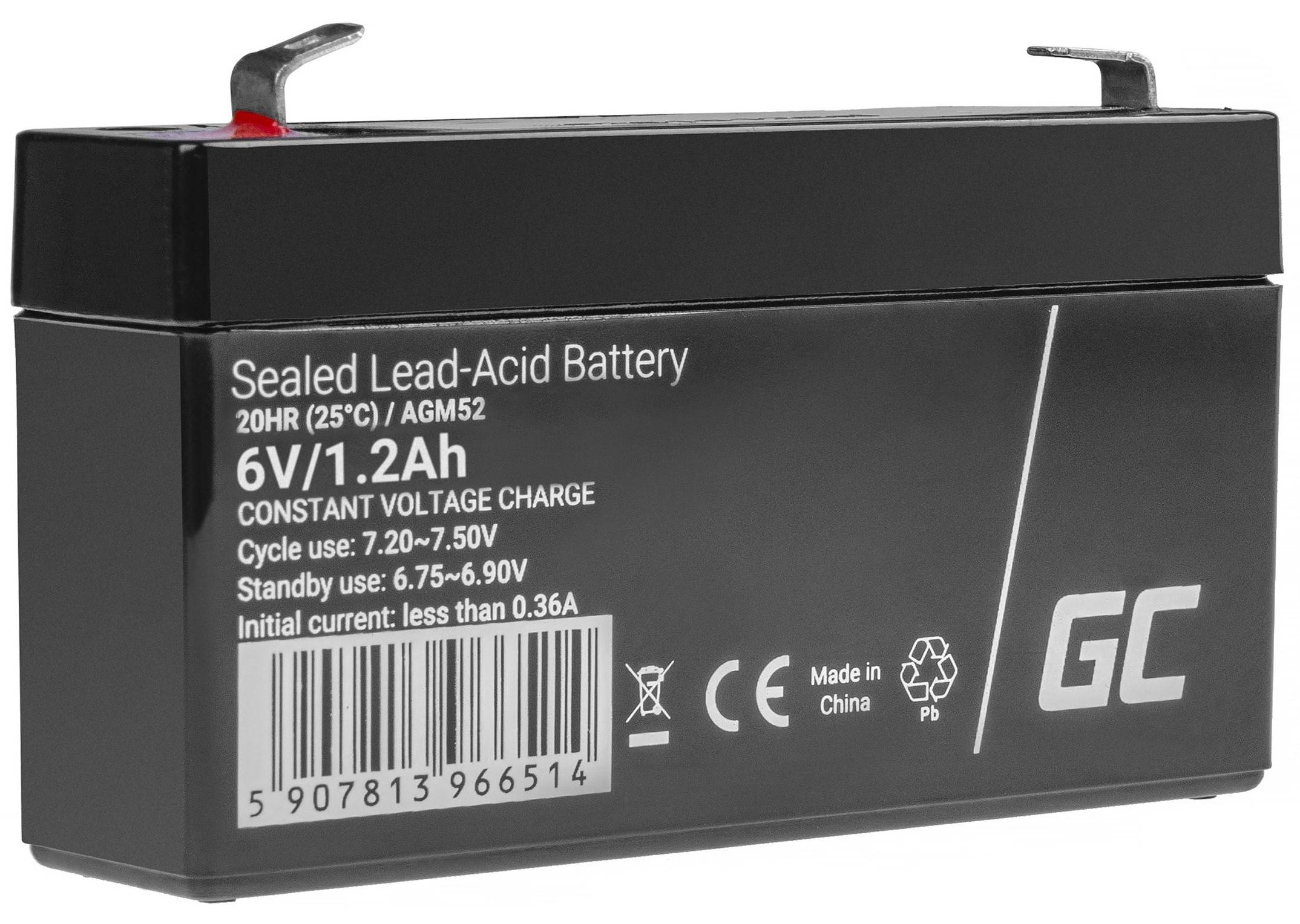 AGM-Blei-Säure-Batterie VRLA - 6V - 1,2Ah für Spielzeug und Alarmanlagen