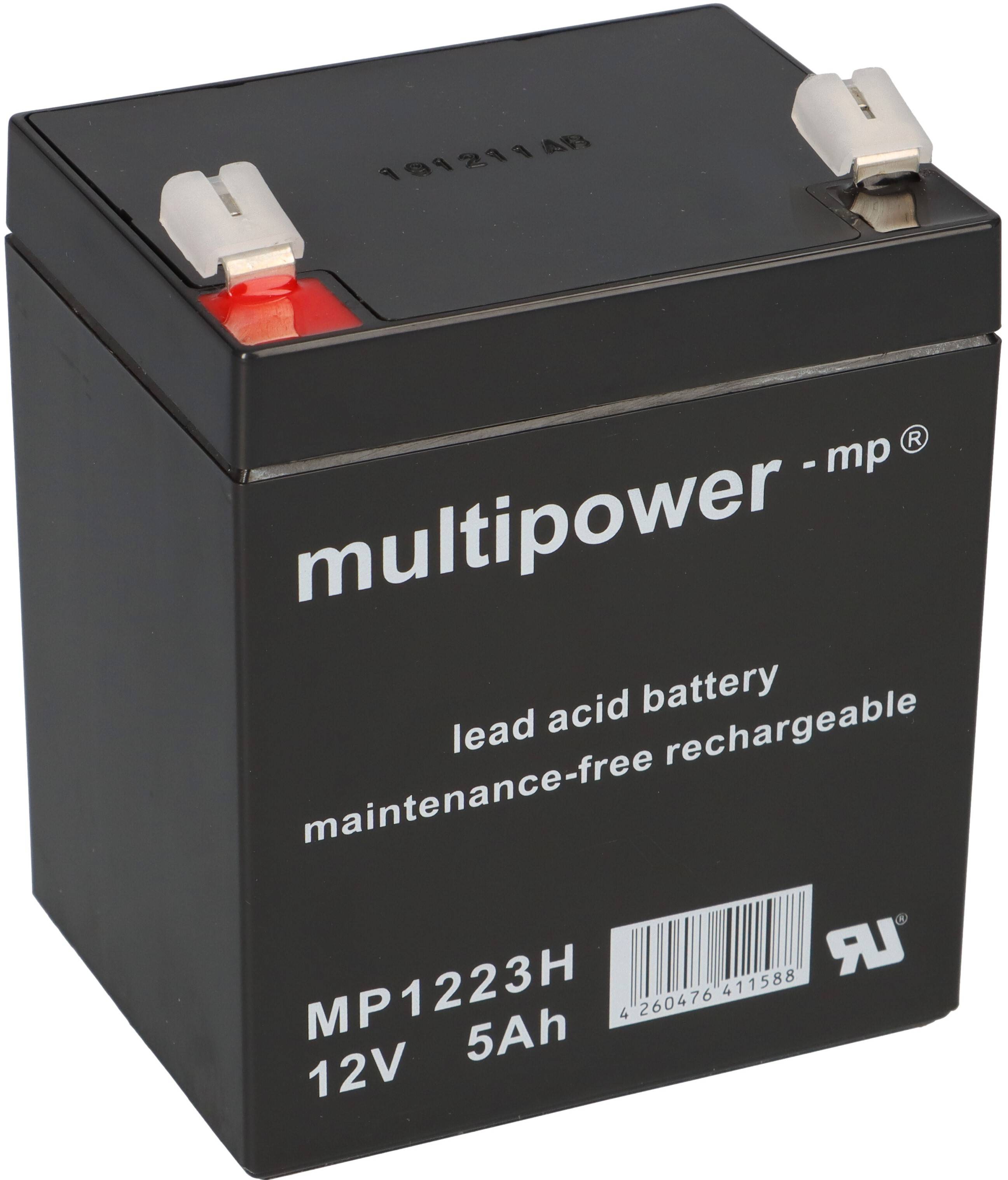 Multipower MP1223H AGM Hochstromakku 12V 5Ah – F6,3 mm