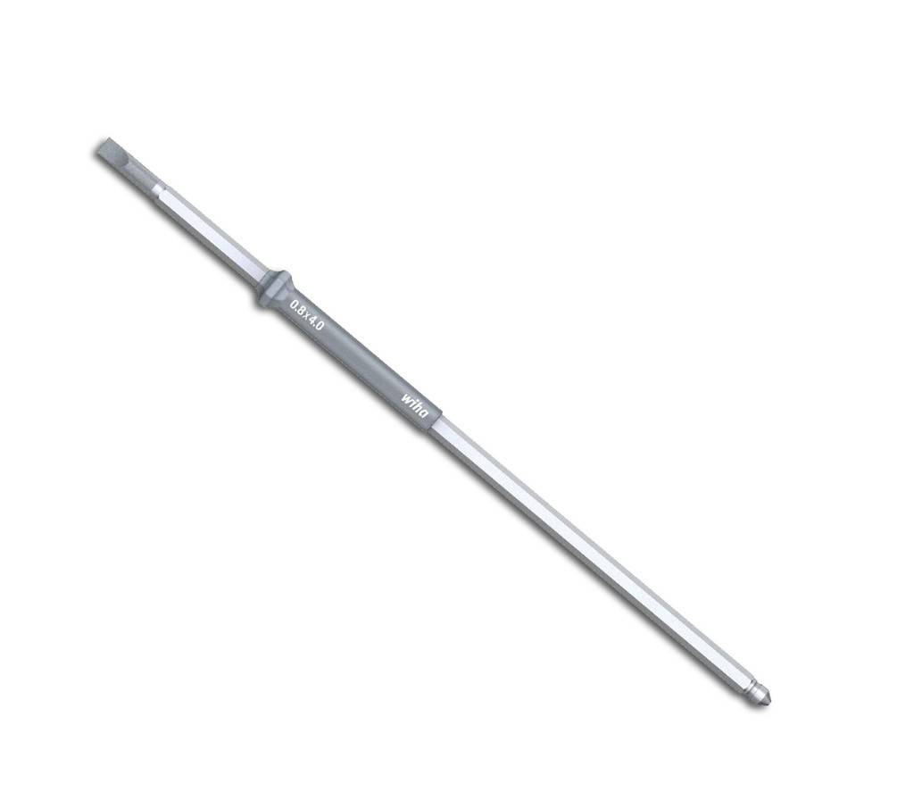 Ein langes graues Metallwerkzeug oder Aufsatz mit der Beschriftung 'D8x40' und 'Nitto', diagonal auf weißem Hintergrund dargestellt.