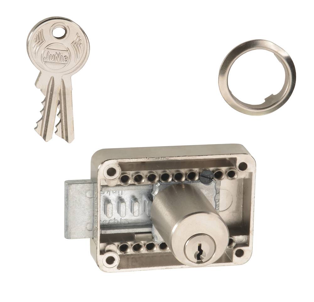 Junie Kastenschloss 2828 verstellbarer Zylinder vernickelt gleichschließend 104