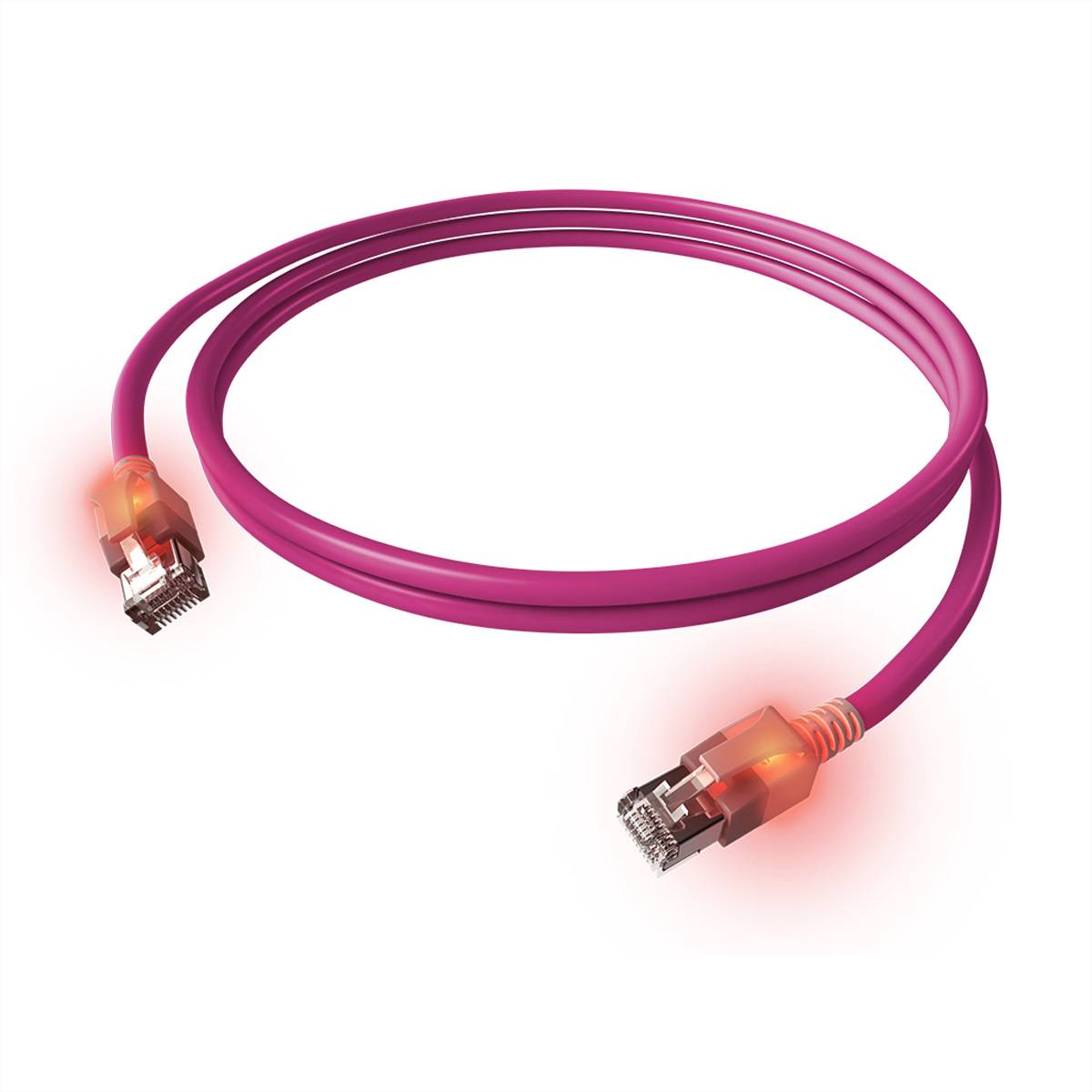EASYLAN - saCon DualBoot LED Patchkabel S/FTP violett 0.50m Kat.6a - Netzwerk - CAT 6a