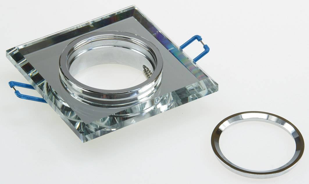 ChiliTec Decken-Einbaustrahler Crystal Q90 starr, 90x90mm, für 50mm Lampen, silber