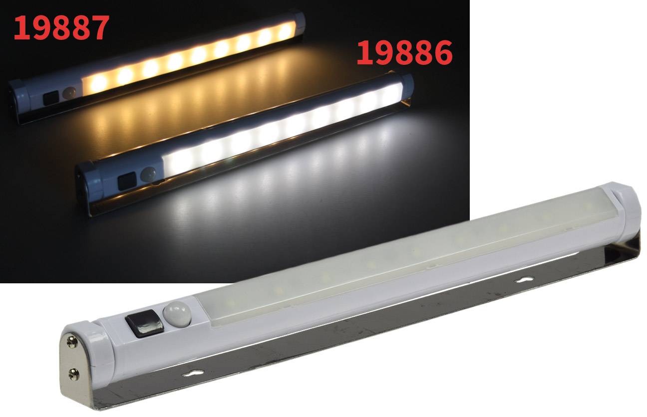 ChiliTec 19887 LED Unterbauleuchte mit Bewegungsmelder Batteriebet., 9 SMD LEDs, 80lm, warmweiß