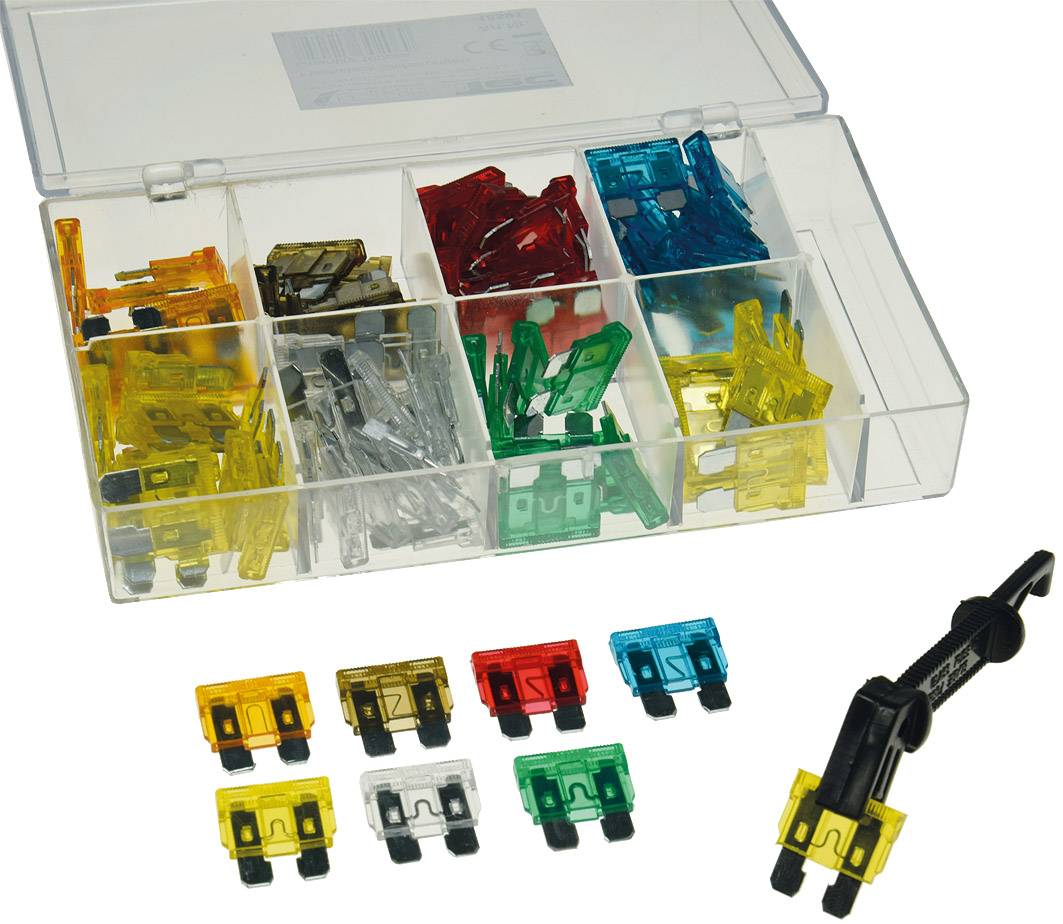 ChiliTec Sortiment Kfz Flachsteck Sicherungen mit Sortiments-Box, 100-teilig