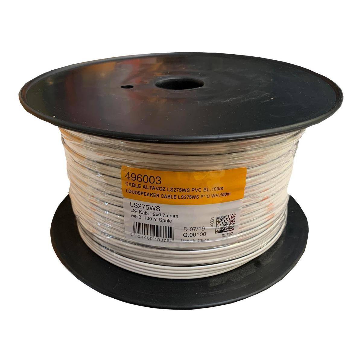 LS275WS - LS - Kabel 2x0,75 mm weiss 100 m Spule