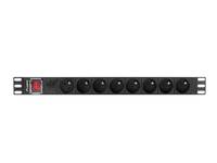 Lanberg PDU-08E-0200-BK, Geändert, 1U, Einphasig, Horizontal, Aluminium, Schwarz