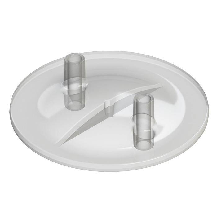 Melkeimerdeckel - Polycarbonat - Deckel-Ø 205 mm - Breite 16 mm - Höhe 20 mm - 2 Stutzen ransparent, 2 Stutzen